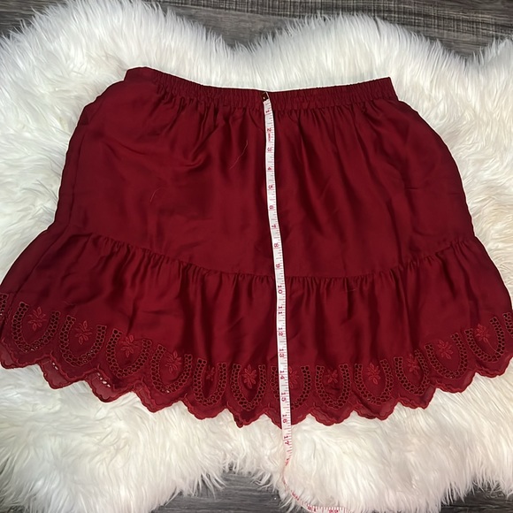Madewell Duskway Burgundy Mini Skirt with Lace Trim, Size S - Picture 8 of 8